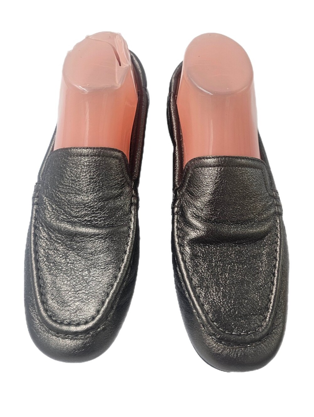 Aquatalia Qaitlin Weatherproof Metallic Leather Driving Moccasins Gunmetal S 8
